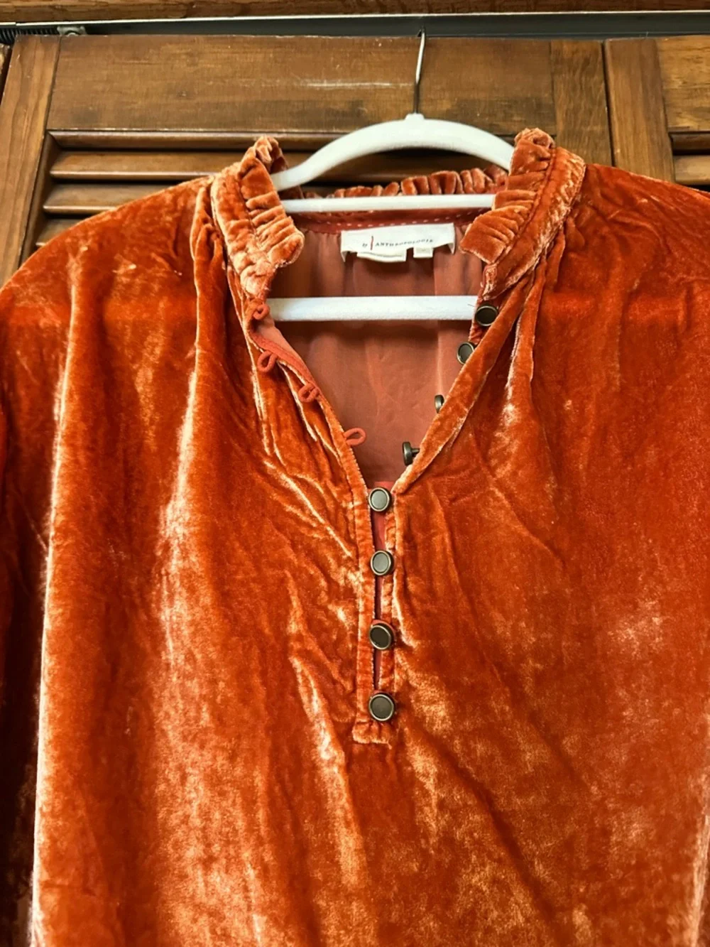 Anthropologie velvet Kristianne burnt orange button top size medium - Picture 7 of 11